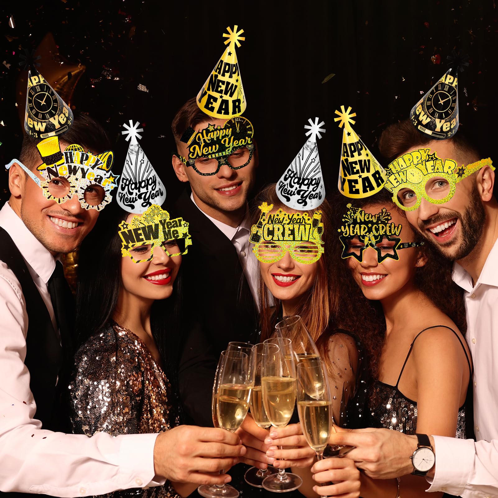 HOWAF glittery hats close-up shows durable card stock and finish.