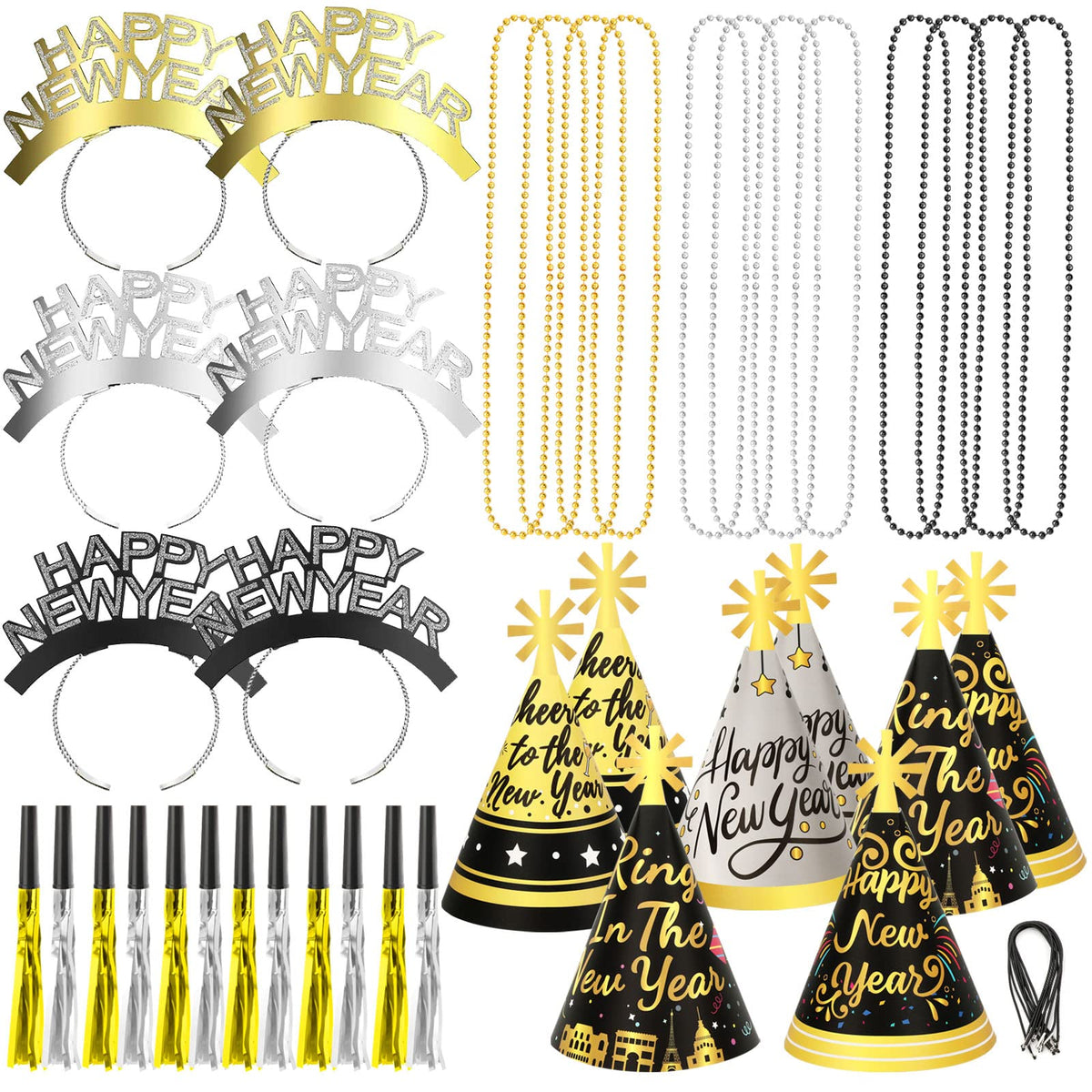 HOWAF NYE headbands in black, gold, silver for festive flair