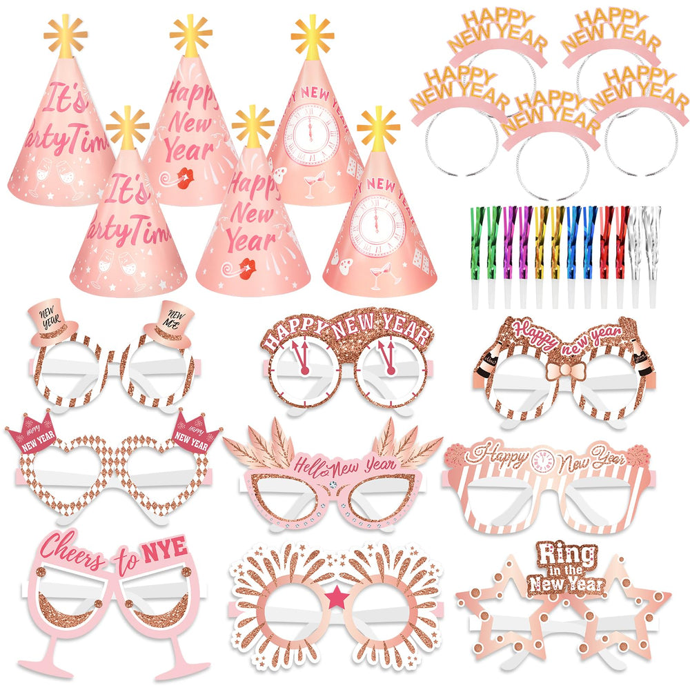 HOWAF Rose Gold Happy New Year Tiara for festive photo moments.