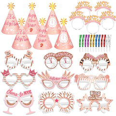 HOWAF Rose Gold Happy New Year Tiara for festive photo moments.