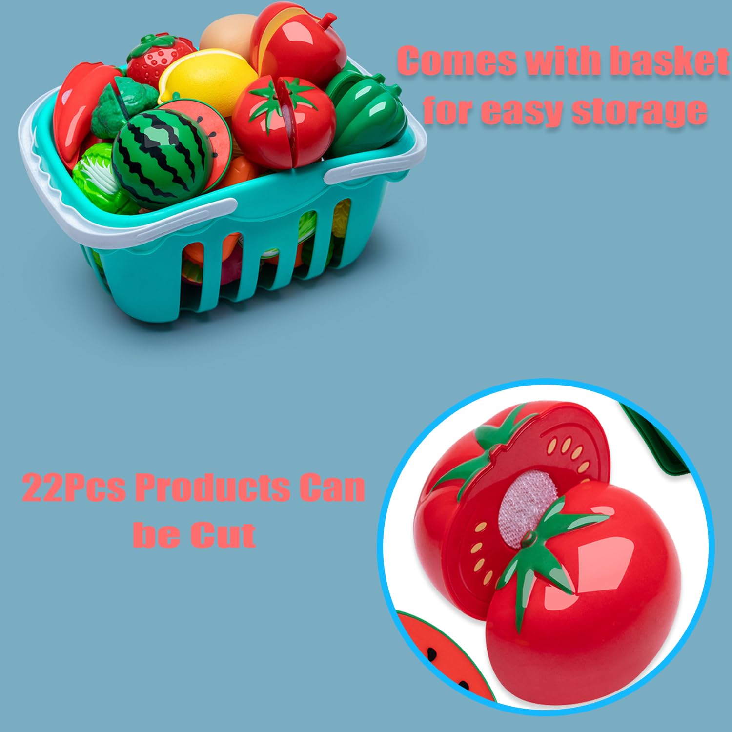 HOXBUR storage basket keeps all pieces neatly organized after play.
