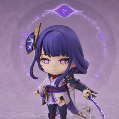 HOYOVERSE Raiden Shogun chibi figure base for secure shelf display.