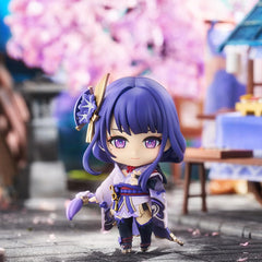 HOYOVERSE Raiden Shogun chibi figure sword detail and accessory showcase.