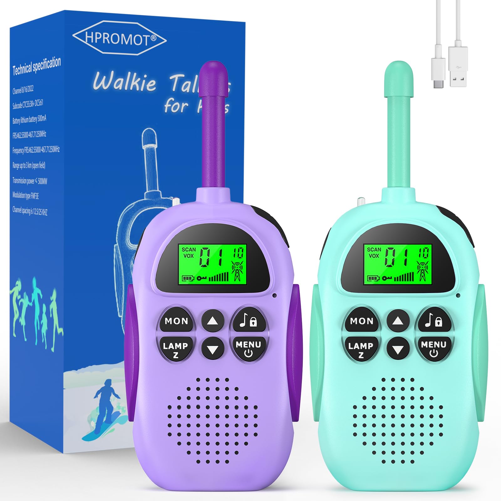HPROMOT kids walkie talkies in charging dock ready for quick family adventures