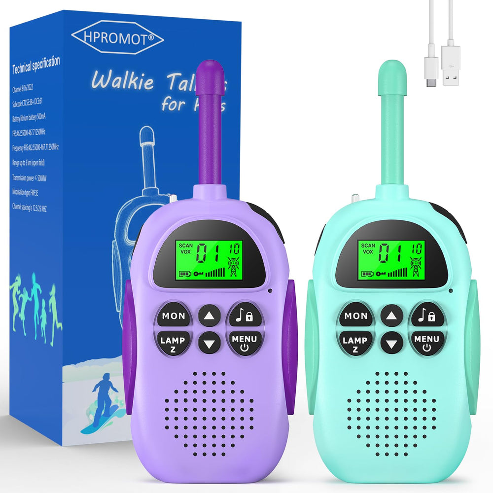 HPROMOT kids walkie talkies in charging dock ready for quick family adventures