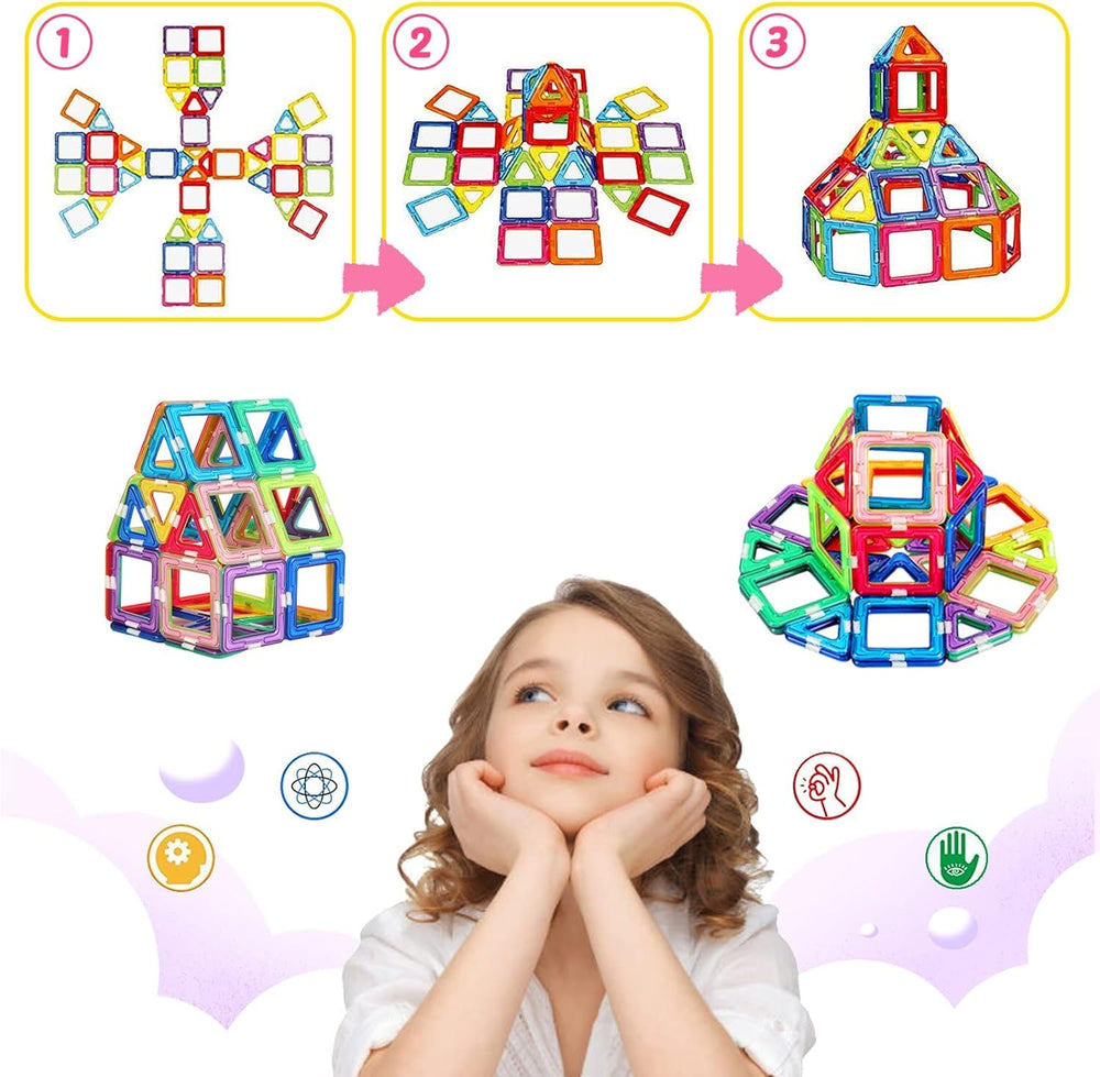 HQXBNBY magnetic tiles rocket space build inspires storytelling and fine motor practice.