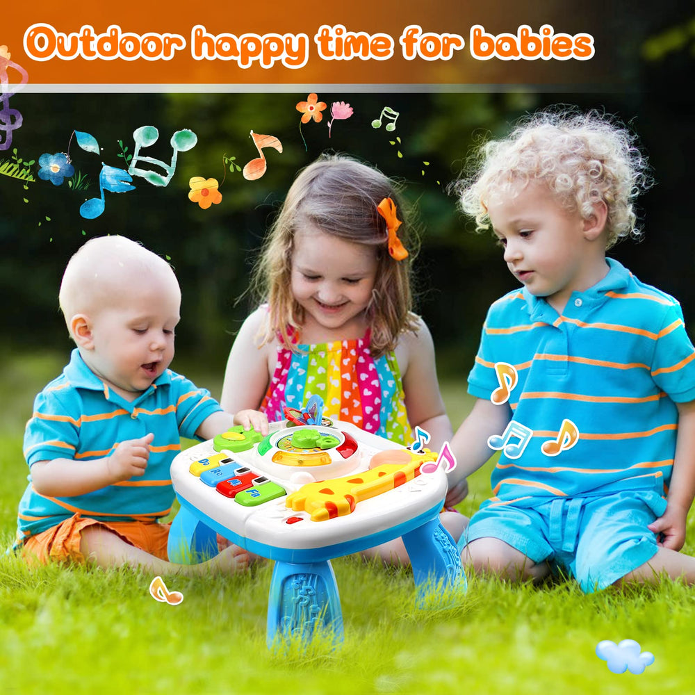 HQXBNBY musical learning table portable setup for crib, car, or travel.