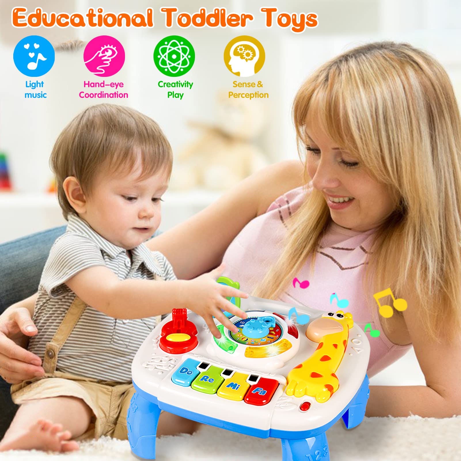 HQXBNBY musical learning table side angle showing portable design.