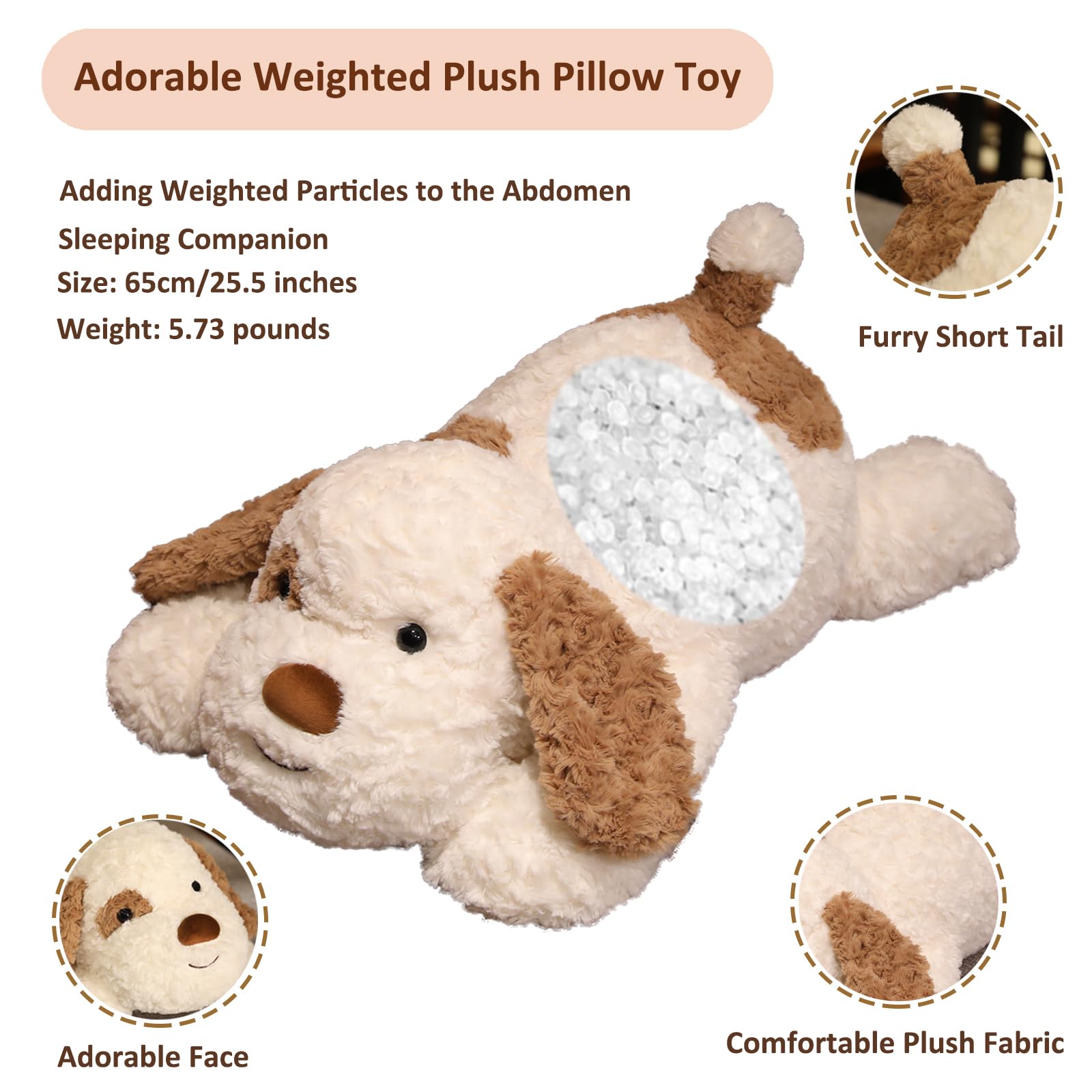 Hronsa weighted dog plush with soft plush fabric creates cozy, kid-friendly play
