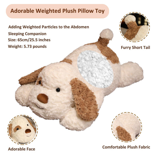 Hronsa weighted dog plush with soft plush fabric creates cozy, kid-friendly play