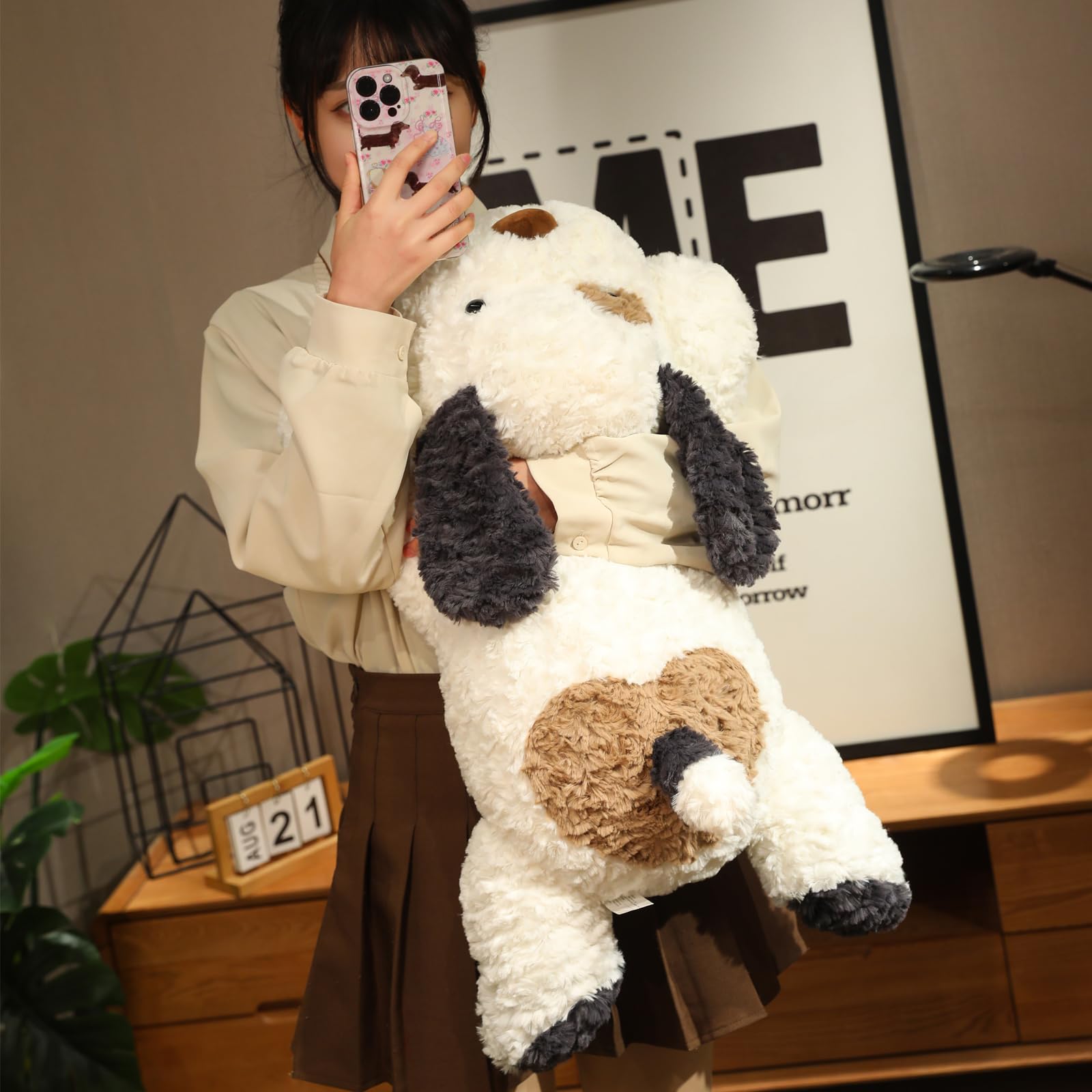 Hronsa weighted plush pillow dog for relaxation and support.
