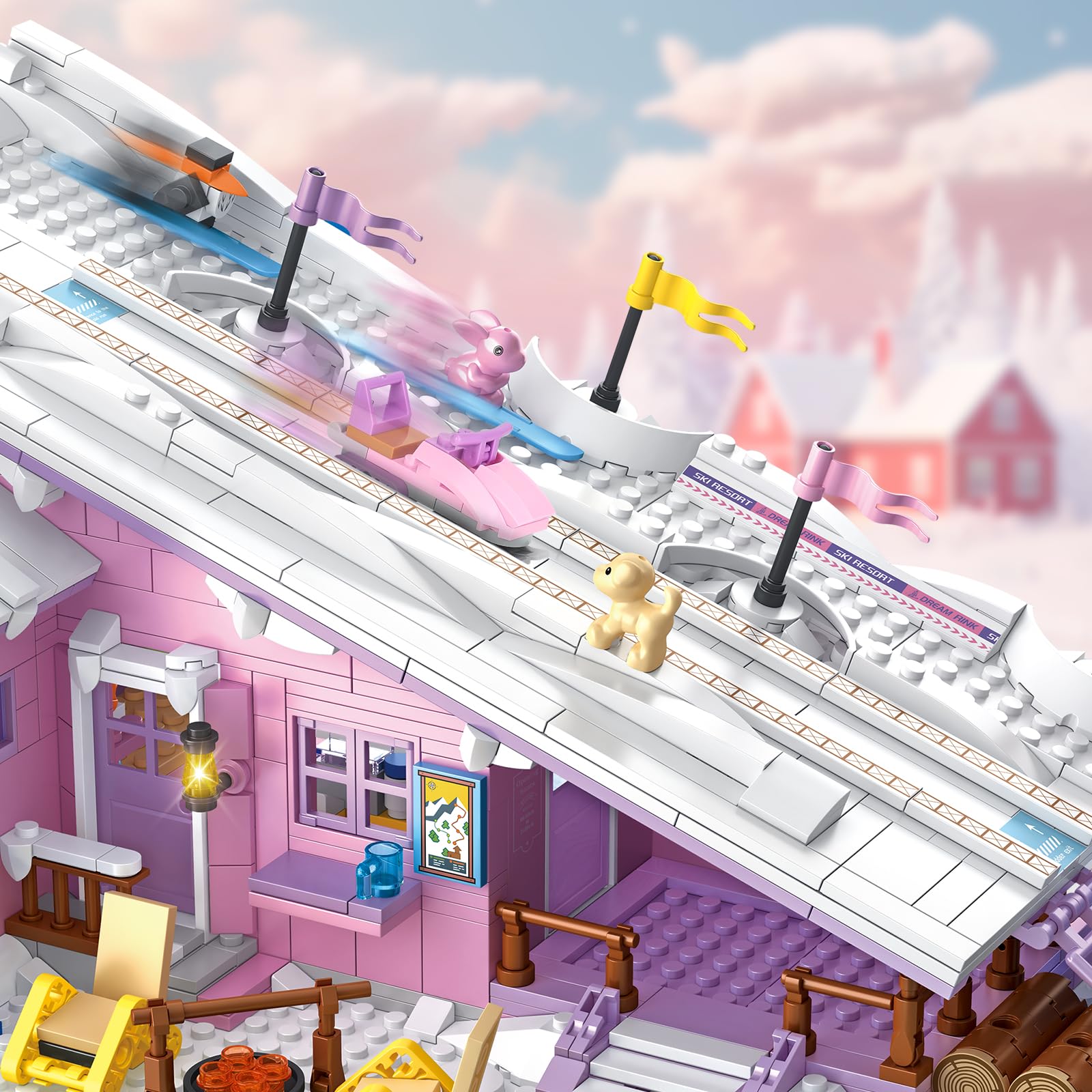 HSANHE holiday ski slope set includes accessories for snowy role play.
