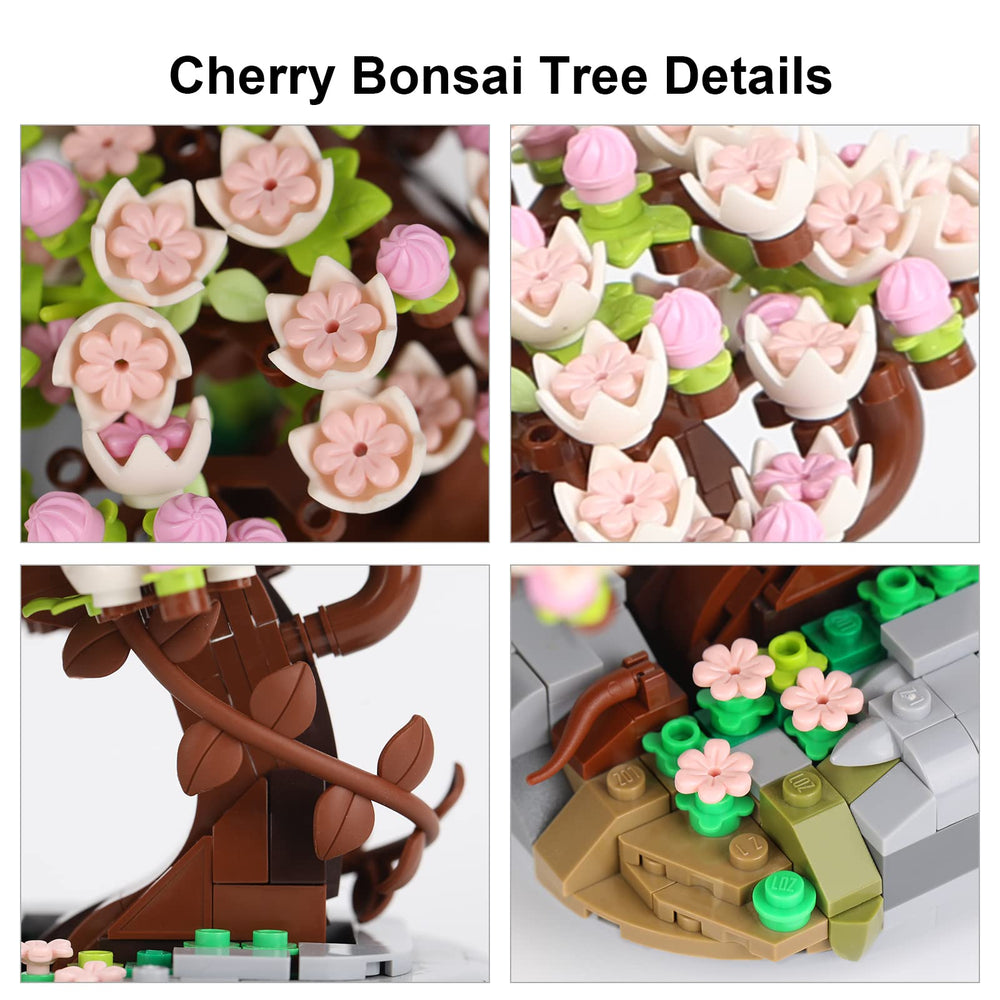 HSANHE Mini Bricks Flowers Bonsai close-up shows delicate petals for decor.