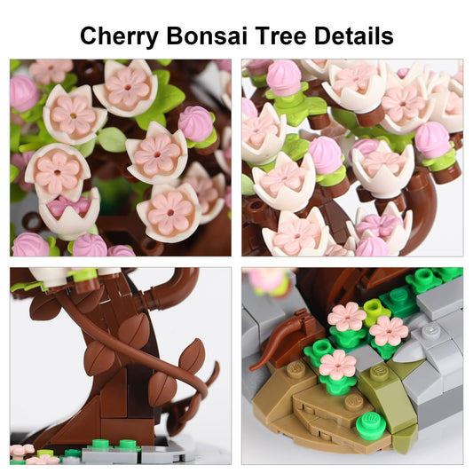 HSANHE Mini Bricks Flowers Bonsai close-up shows delicate petals for decor.
