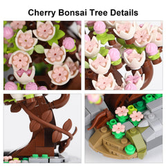 HSANHE Mini Bricks Flowers Bonsai close-up shows delicate petals for decor.