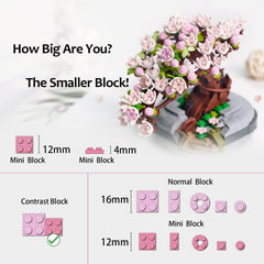 HSANHE Bonsai bricks form a compact tree for shelf art.