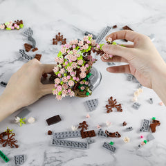 HSANHE Mini Bricks Flowers Bonsai assembled tree as desk accent.