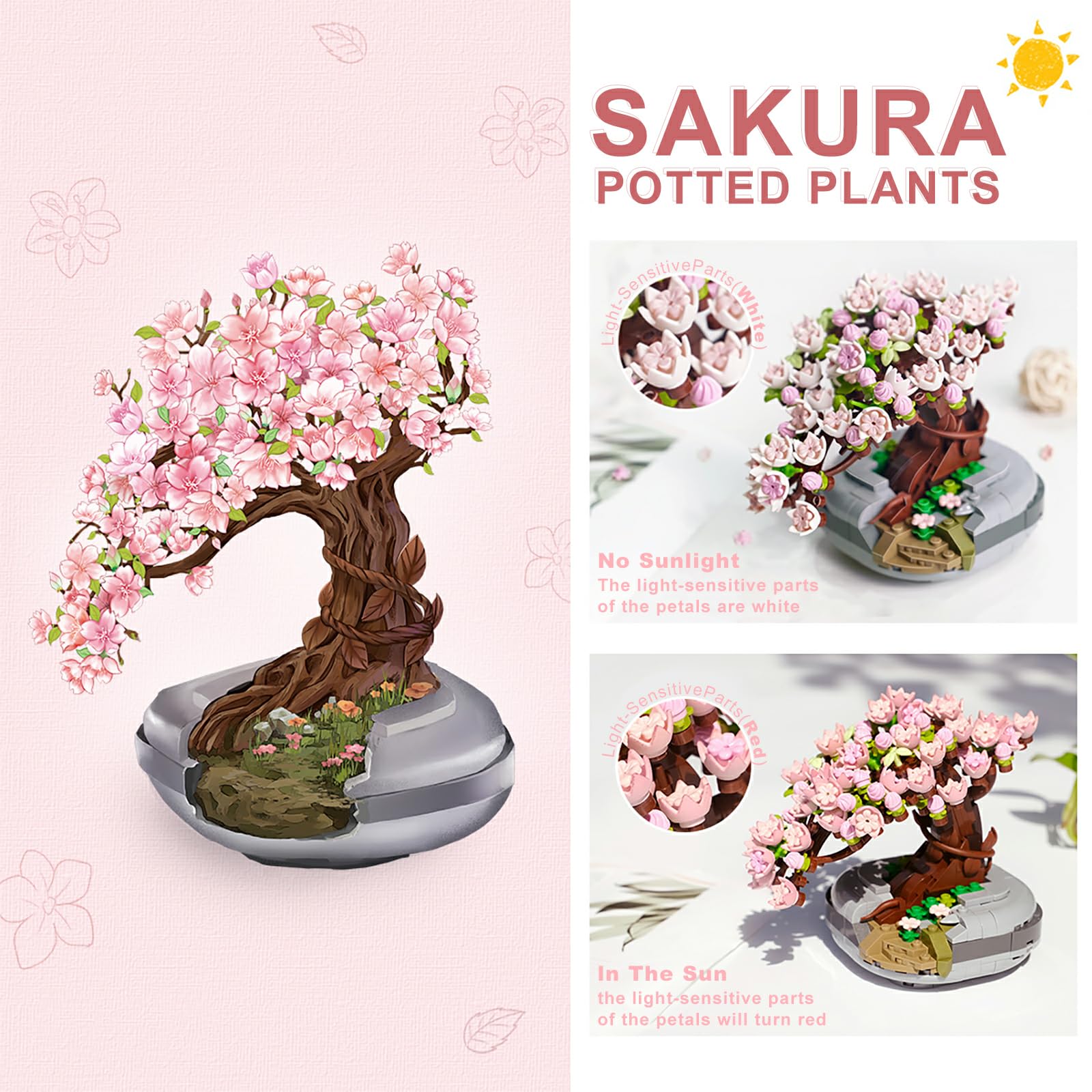 HSANHE Mini Bricks Flowers Bonsai uses safe ABS blocks.