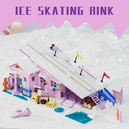 HSANHE pink ski resort house showing detailed windows for imaginative play.
