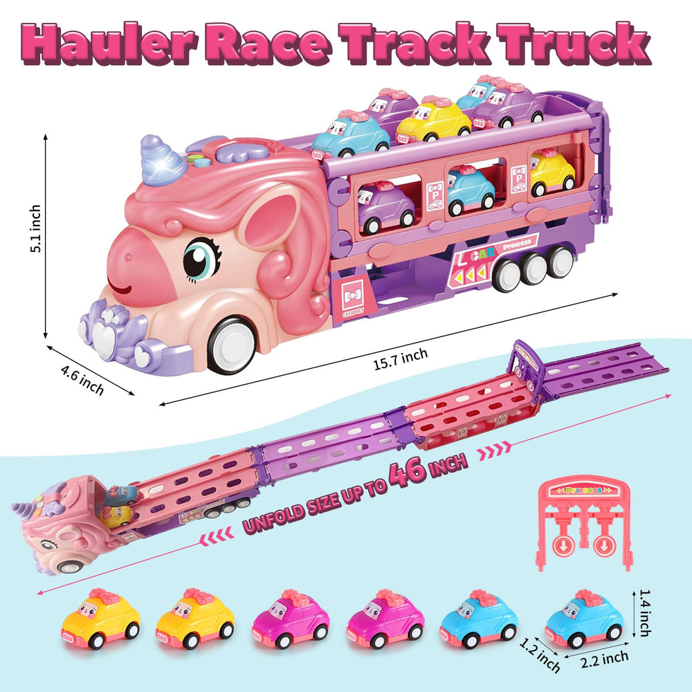 HSEONEJIA unicorn truck cab-top with lights and sounds boosts interactive play.