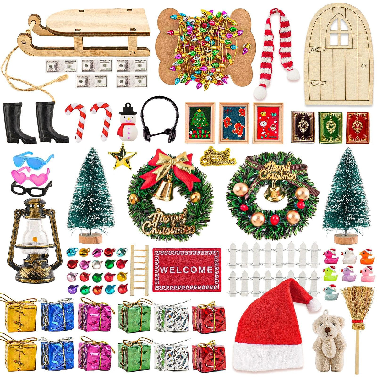 HSJH Christmas wreath for dollhouse adds festive charm to mini rooms.