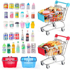 HSJH mini shopping cart red front view for realistic pretend shopping play.