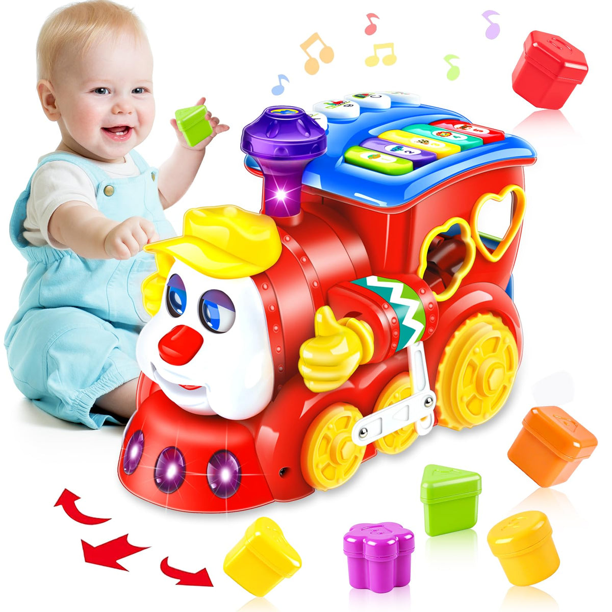 HSNEOI musical train with blocks sparks color recognition and stacking fun.