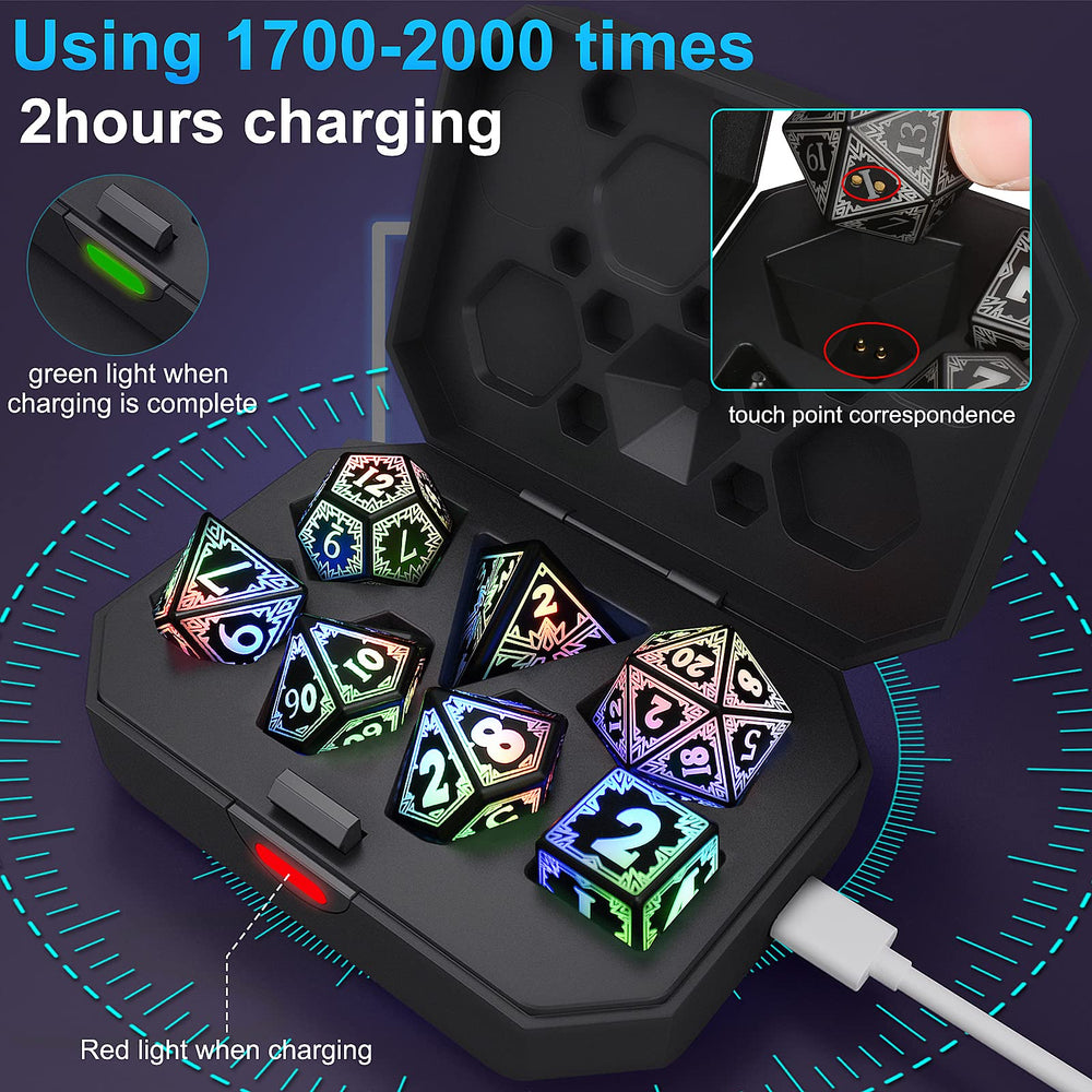 HTPOW LED glow dices show vibrant colors mid-game for dynamic play
