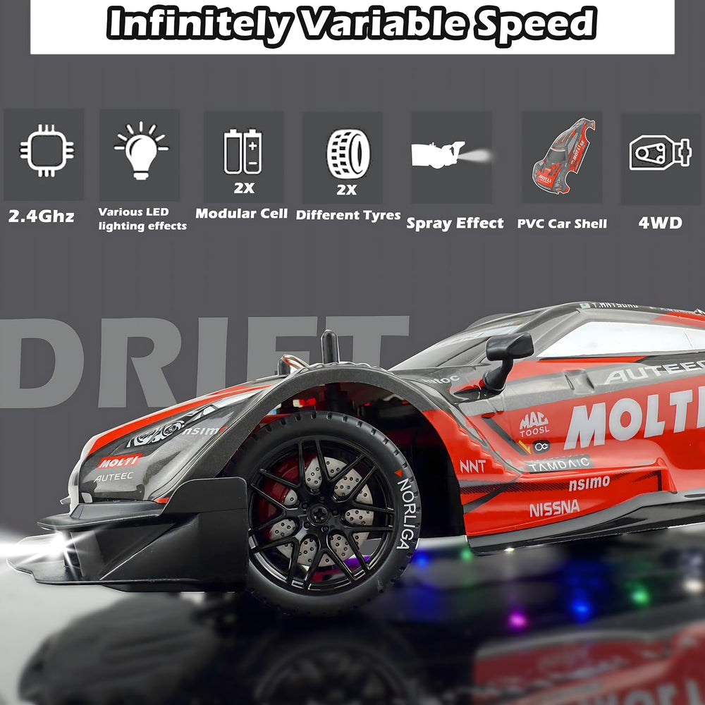 HTURCCOP 1:16 RC Drift Car dual battery pack extends your racing session.