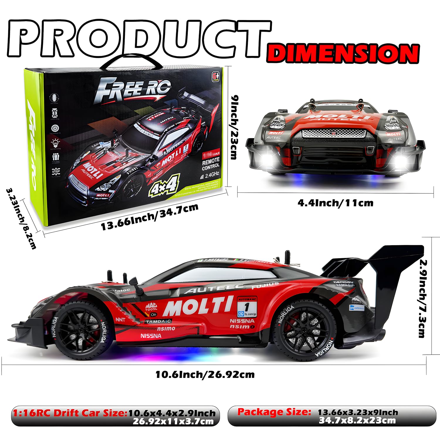 HTURCCOP 1:16 RC Drift Car gift-ready display piece.