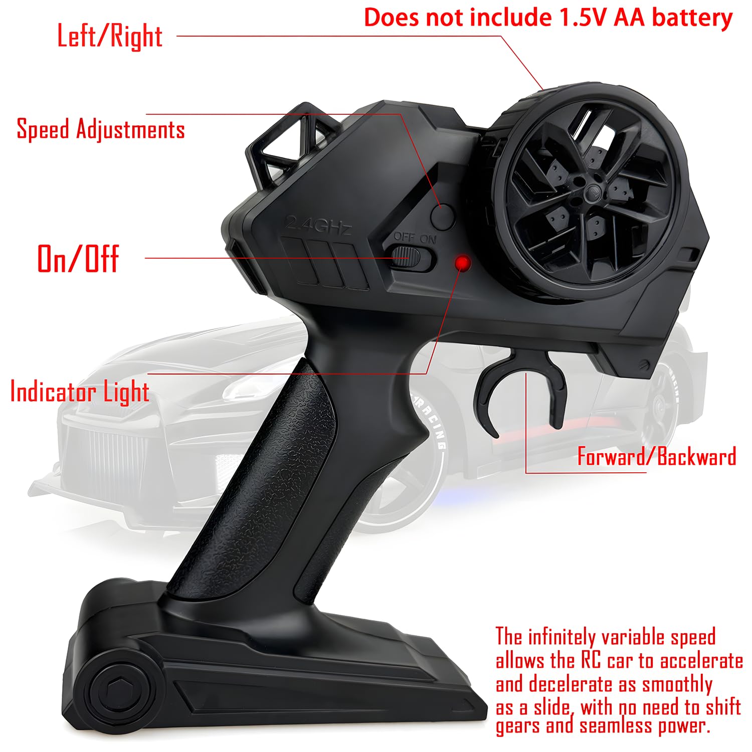 HTURCCOP 1:24 RC Drift Car side drift action demonstrates stable 4WD control.