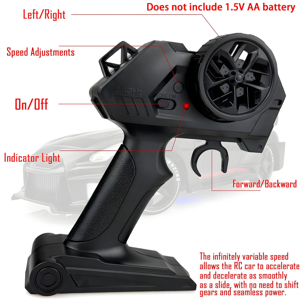 HTURCCOP 1:24 RC Drift Car side drift action demonstrates stable 4WD control.