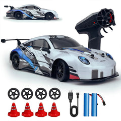 HTURCCOP RC drift car with LED headlights for easier visibility in low light