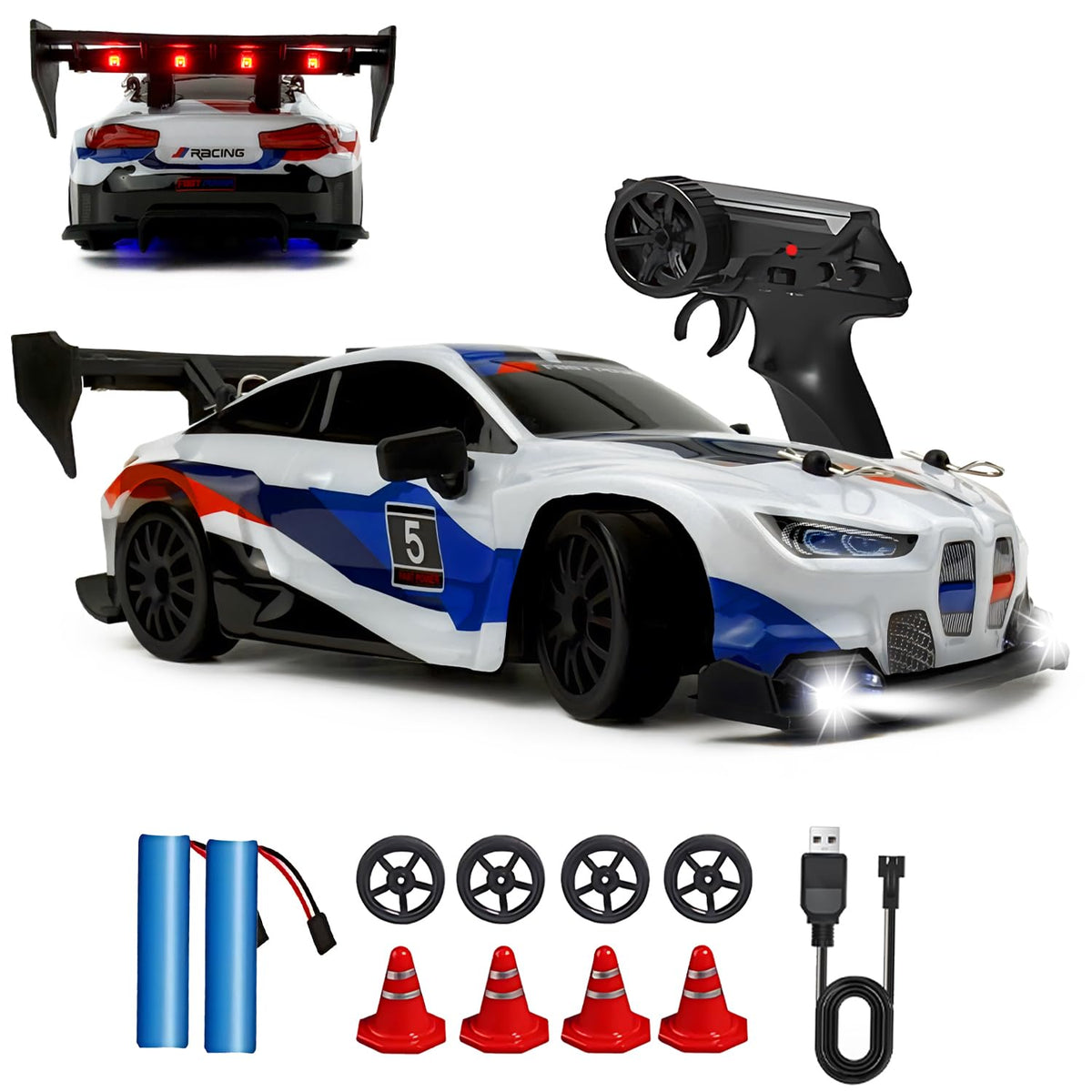HTURCCOP RC drift car with white body offering fast, precise drifts.