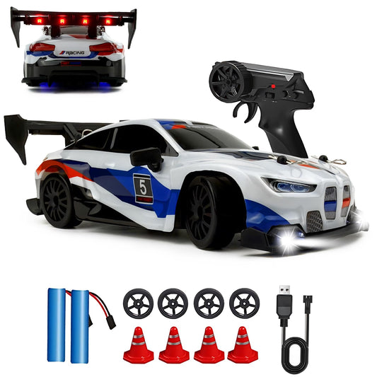 HTURCCOP RC drift car with white body offering fast, precise drifts.