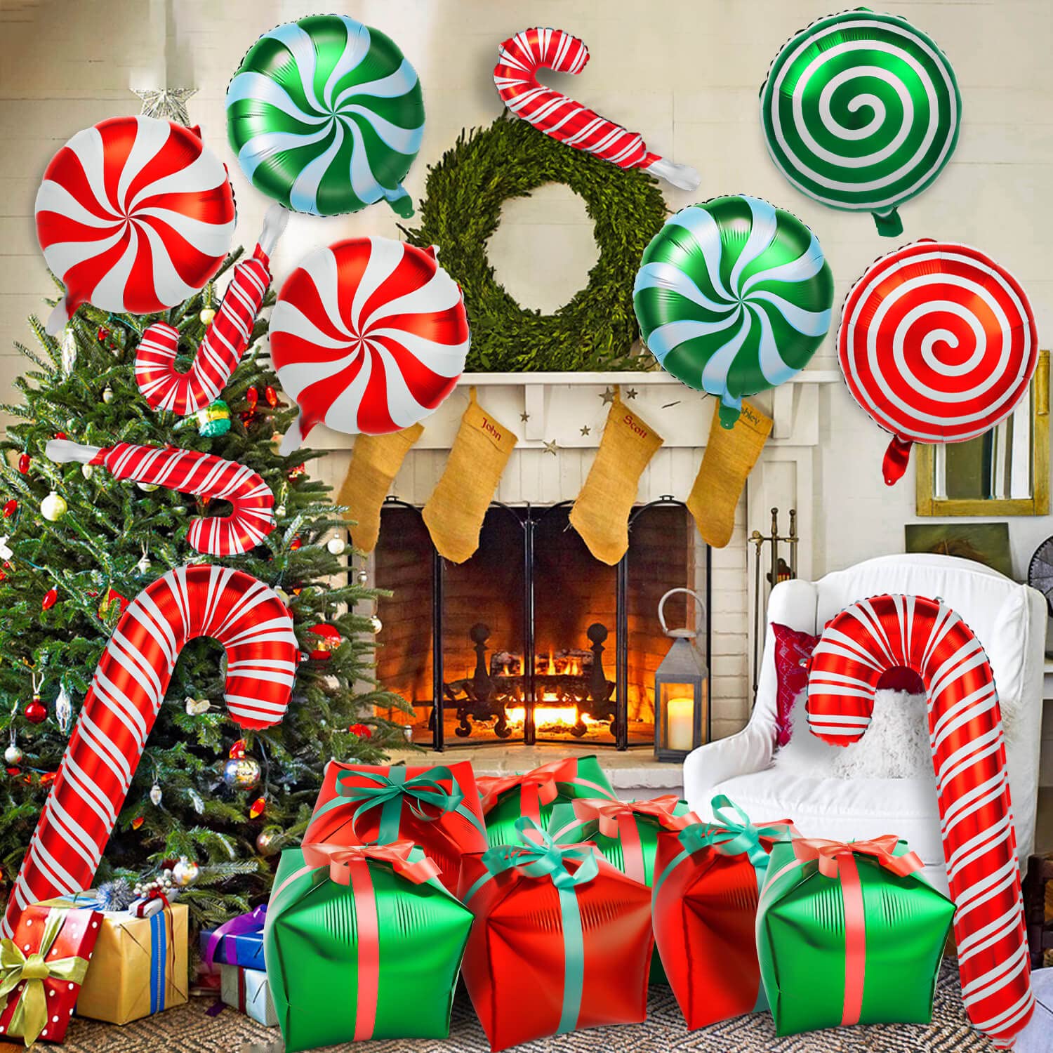 HTZNHXT candy-cane display ideal for photo backdrops and party setups.