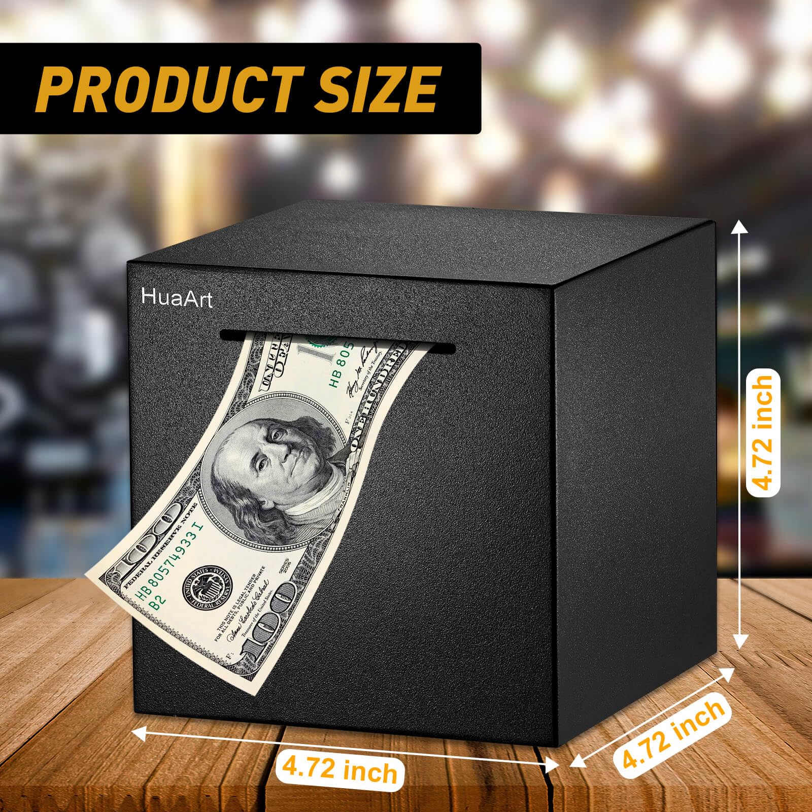 HuaArt piggy bank side view showing sealed non-withdrawal design