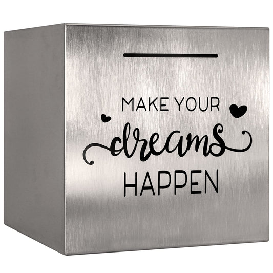 HuaArt stainless steel piggy bank front view highlights durable, secure savings