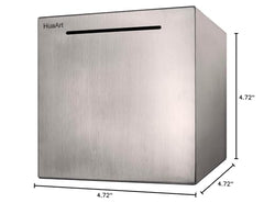 HuaArt piggy bank shown with notes to illustrate capacity.