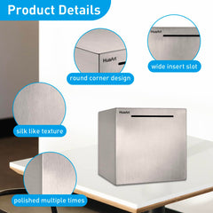 HuaArt piggy bank side view highlights compact footprint for desks.