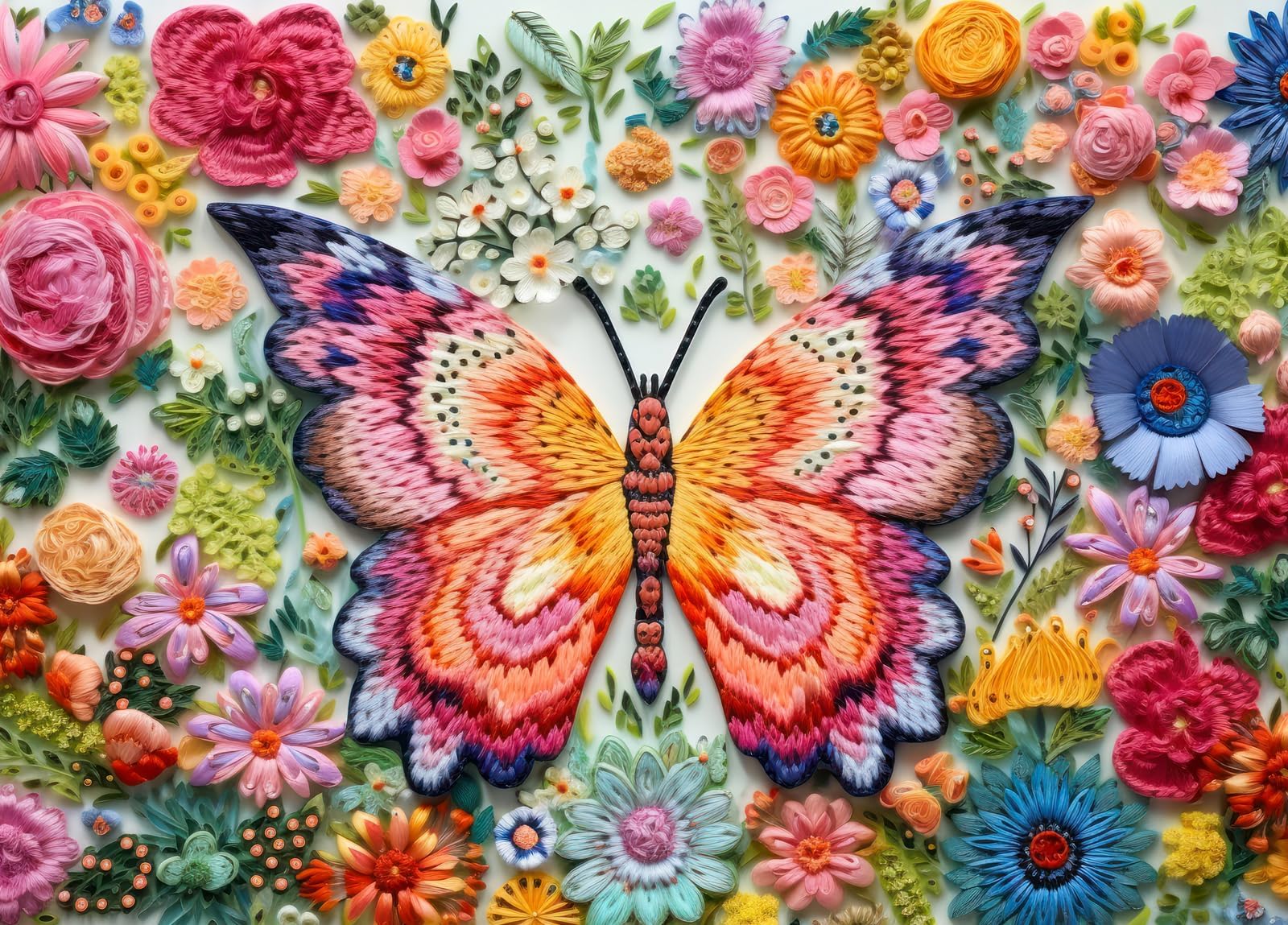 HUADADA 1000-piece butterfly and flower puzzle with back interlock for smooth assembly.