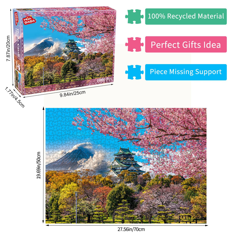 HUADADA 1000-piece puzzle assembly showing intricate art and memory-building fun.