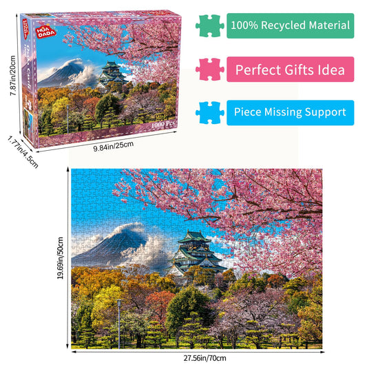 HUADADA 1000-piece puzzle assembly showing intricate art and memory-building fun.
