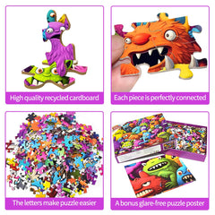 HUADADA 1000-piece puzzle color monsters assembly scene showcases vibrant monsters and problem-solving