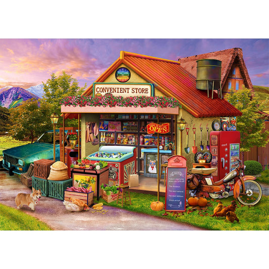 HUADADA 1000-piece puzzle of a country store with interlock for a calming home activity