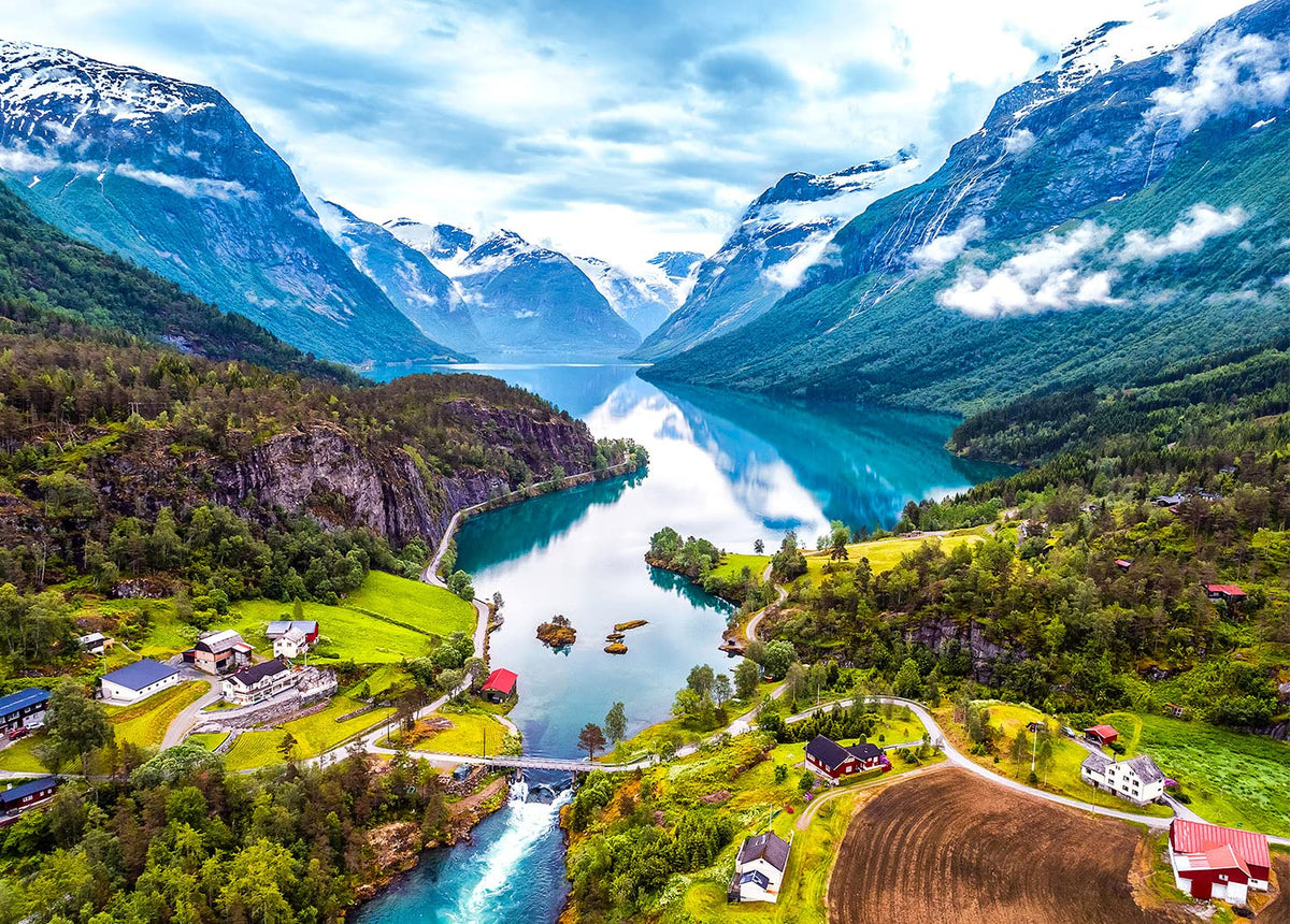 HUADADA Geiranger Fjord puzzle cover inviting mindful, immersive puzzling