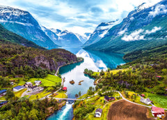 HUADADA Geiranger Fjord puzzle cover inviting mindful, immersive puzzling