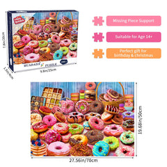 HUADADA donuts recycled cardboard puzzle: sturdy pieces for lasting enjoyment