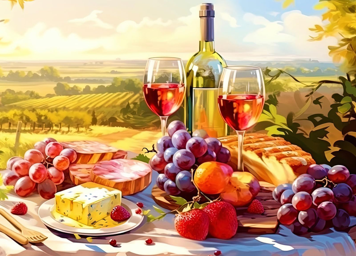 HUADADA 1000-piece puzzle of a picnic with poster interlock for smooth assembly