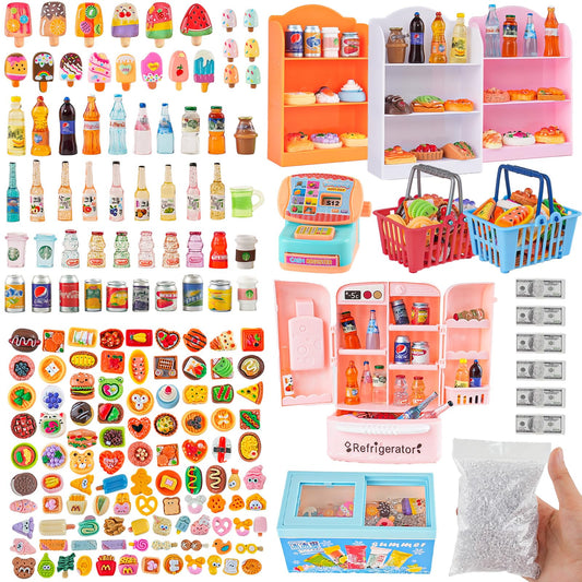 HUADELAIMA miniature play set refrigerator for imaginative meals and organized toy kitchens